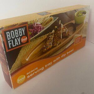 Bobby Flay Food Network Acacia Serving Tray With Dip Bowl
